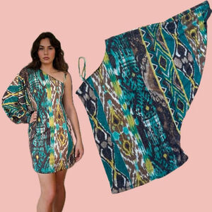 Miss Sixty Y2K Batwing Mini Dress – Asymmetrical, Colorful, Made in Italy